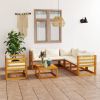 Garden Lounge Set Cream and Acacia Wood