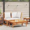 Garden Lounge Set Cream and Acacia Wood