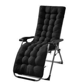 71x22in Plus Type Chaise Lounger Cushion Recliner Rocking Chair Sofa Mat Deck Chair Cushion for Outdoor Patio Garden (Type: Plus-Black)