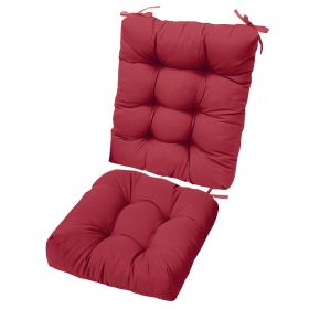 2Pcs/Set 1Pc Back Cushion and 1Pc Seat Cushion Rocking Chair Cushion Upper And Lower Back And Seat Sets (Craftsmanship: Upgraded Version, Type: Wine Red)