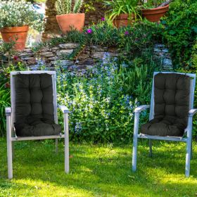 2Pcs/Set 1Pc Back Cushion and 1Pc Seat Cushion Rocking Chair Cushion Upper And Lower Back And Seat Sets (Craftsmanship: Upgraded Version, Type: Black)