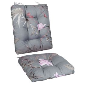 2Pcs/Set 1Pc Back Cushion and 1Pc Seat Cushion Rocking Chair Cushion Upper And Lower Back And Seat Sets (Craftsmanship: Upgraded Version, Type: Grey_BeigeLeaf)