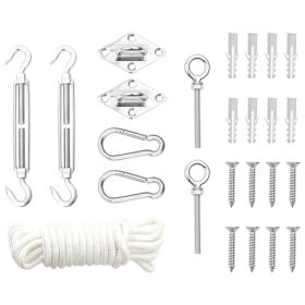 9 Piece Sunshade Sail Accessory Set Stainless Steel (Color: Silver)