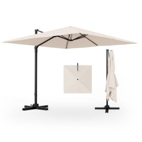 9.5 Feet Square Patio Cantilever Umbrella with 360° Rotation (Color: Beige)
