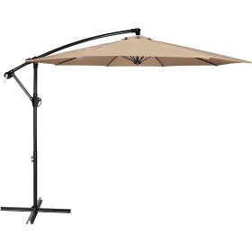 10 ft. Steel Cantilever Offset Outdoor Patio Umbrella with Crank Lift (Color: Beige)