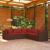 Garden Lounge Set Brown PE rattan, powder-coated steel, plastic