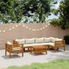 Garden Lounge Set Cream, Natural Wood