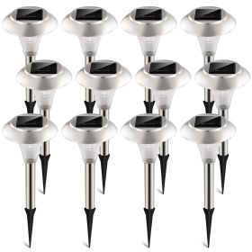 12Packs Solar Garden Lights Outdoor IP44 Waterproof Solar Pathway Lights Color Changing Landscape Lamps 10Hrs Lawn Lighting for Yard Driveway Walkway (Color: White, size: 12 pcs)