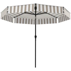 8.6FT Patio Umbrella, UPF 30+ Outdoor Market Umbrella, 2-Tier Vented Patio Table Umbrella with Crank 8 Ribs (Color: Light Gray)