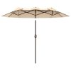 Double Sided Patio Umbrella, 9.5' Large Outdoor Market Umbrella with Push Button Tilt and Crank, 3 Air Vents and 12 Ribs, for Garden, Deck, Pool
