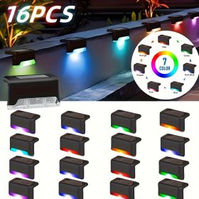 Led Solar Deck Lights 32 Pack Waterproof and Wide Use for Outdoor Stairs Step Fence Railing Yard and Patio Auto On/Off Easy Installation(Warm White) (Quantity: RGB light-16PCS)