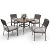 Pamapic Outdoor Dining Sets for 4 with Iron Frame & Rattan Backrest