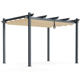 10 x 12 Feet Outdoor Aluminum Retractable Pergola Canopy Shelter Grape Trellis (Select: 12 x 10 x 8 Feet, Color: Beige)