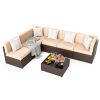 Pamapic Rattan Outdoor Sectional Couch Set (7 Pieces)