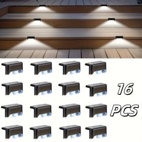 32/16 PCS Decorative Light Solar Energy Waterproof and Dustproof Light Source Sensing Suitable for Shopping Malls Guardrails Decks Stairs Gardens Cour (Color: White lights-16PCS)