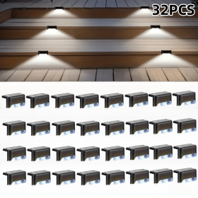 32/16 PCS Decorative Light Solar Energy Waterproof and Dustproof Light Source Sensing Suitable for Shopping Malls Guardrails Decks Stairs Gardens Cour (Color: White light-32PCS)