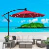 10 ft Outdoor Patio Umbrella Solar Powered LED Lighted Sun Shade Market Waterproof 8 Ribs Umbrella with Crank and Cross Base for Garden Deck Backyard