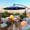 10 ft Outdoor Patio Umbrella Solar Powered LED Lighted Sun Shade Market Waterproof 8 Ribs Umbrella with Crank and Cross Base for Garden Deck Backyard