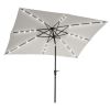 Outsunny 9' x 7' Solar Umbrella, LED Lighted Patio Umbrella for Table or Base with Tilt & Crank, Outdoor Umbrella for Garden, Deck, Backyard, Pool