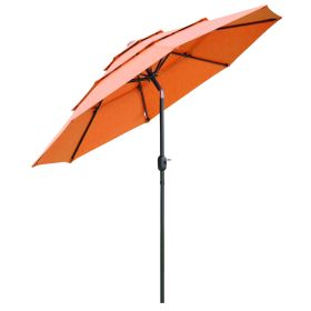 Outsunny 9FT 3 Tiers Patio Umbrella Outdoor Market Umbrella with Crank, Push Button Tilt for Deck, Backyard and Lawn, Orange (Color: as Pic)