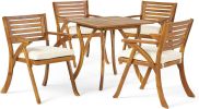 OUTDOOR HERMOSA 5 PIECE WOOD DINING SET WITH CUSHIONS