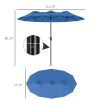 Double-sided Patio Umbrella, 9.5' Outdoor Umbrella with Push Button Tilt and Crank, 3 Air Vents and 12 Ribs, Navy Blue
