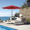 7.5-foot outdoor terrace sun umbrella, with button tilt and hand-cranking device, 6-rib design, UV15+ waterproof fabric