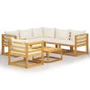 Garden Lounge Set Cream and Acacia Wood