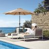 7.5-foot outdoor terrace sun umbrella, with button tilt and hand-cranking device, 6-rib design, UV15+ waterproof fabric