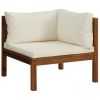Garden Lounge Set Cream Solid Acacia Wood Modular