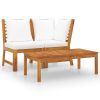 Garden Lounge Set Cream and Acacia Wood
