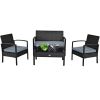 4 Pieces Patio Rattan Cushioned Furniture Set with Loveseat and Table Outdoor Conversation Sets