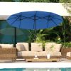 Double-sided Patio Umbrella, 9.5' Outdoor Umbrella with Push Button Tilt and Crank, 3 Air Vents and 12 Ribs, Navy Blue