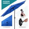 7.5-foot outdoor terrace sun umbrella, with button tilt and hand-cranking device, 6-rib design, UV15+ waterproof fabric