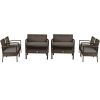 4 Pieces Patio Rattan Cushioned Furniture Set with Loveseat and Table Outdoor Conversation Sets