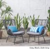 Outdoor Wicker Club Chairs with Cushions (Set of 2), Gray and Dark Gray