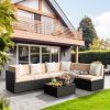 Pamapic Rattan Outdoor Sectional Couch Set (7 Pieces)