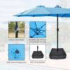 15x9ft Large Double-Sided Rectangular Outdoor Twin Patio Market Umbrella With Light And Base- Blue