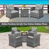3 Pieces Outdoor Wicker Conversation Set with Tempered Glass Tabletop