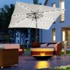 Outsunny 9' x 7' Solar Umbrella, LED Lighted Patio Umbrella for Table or Base with Tilt & Crank, Outdoor Umbrella for Garden, Deck, Backyard, Pool