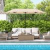 13 Feet Double-Sided Patio Twin Table Umbrella with Crank Handle