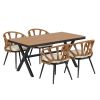 U_Style Contemporary Outdoor Set with PE Rattan Chairs and Plastic Wood Table,Suitable for Gardens and Lawns