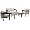 U_Style Multi-person Outdoor Iron Sofa Set with A table, Rattan Decoration, Waterproof, Rust-proof, Suitable for Garden, Lawn Use