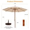 9.5 Feet Pulley Lift Round Patio Umbrella with Fiberglass Ribs