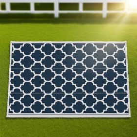 Reversible Polypropylene Outdoor Rug Folding, Durable, Perfect For Camping (Option: Dark Blue White)