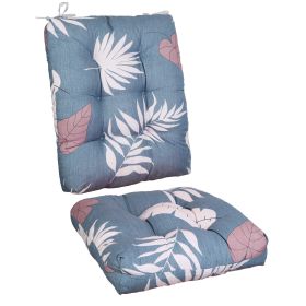Multiple Color Options - Rocking Chair Cushion Set Upper And Lower Back And Seat Sets With Non-Slip Ties Polyester Fiber Filling Comfortable For Indoo (Option: BlueGreyLeaf)